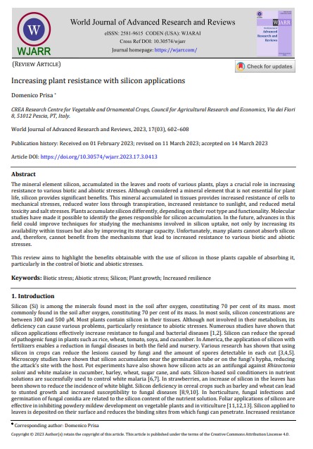 Increasing plant resistance with silicon&nbsp;applications