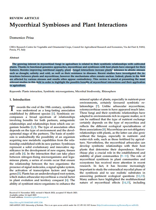 Mycorrhizal symbioses and plant&nbsp;interactions