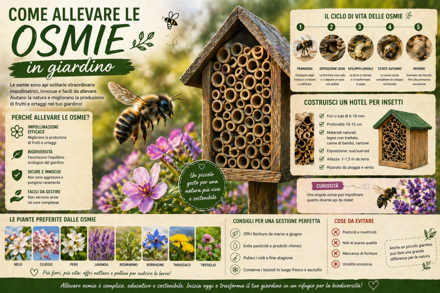 Come allevare le osmie in giardino: guida pratica per favorire gli impollinatori&nbsp;selvatici