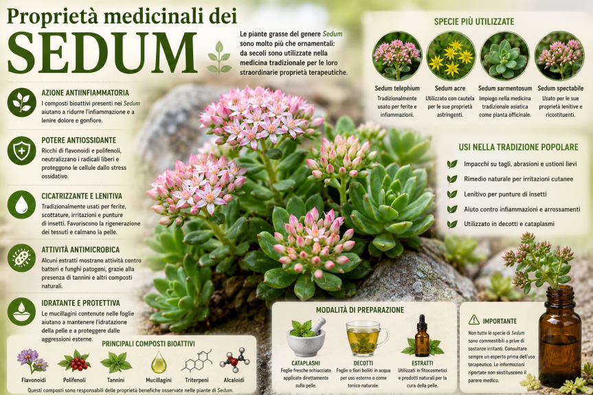 Proprietà medicinali dei Sedum: le sorprendenti virtù terapeutiche delle piante grasse&nbsp;tappezzanti