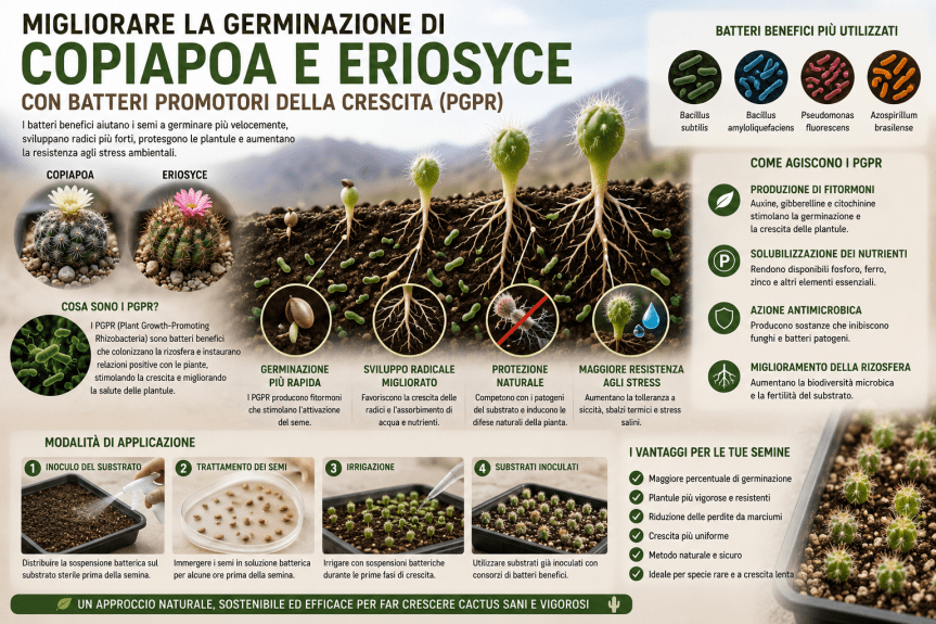 Migliorare la germinazione di Copiapoa ed Eriosyce con i batteri promotori della&nbsp;crescita