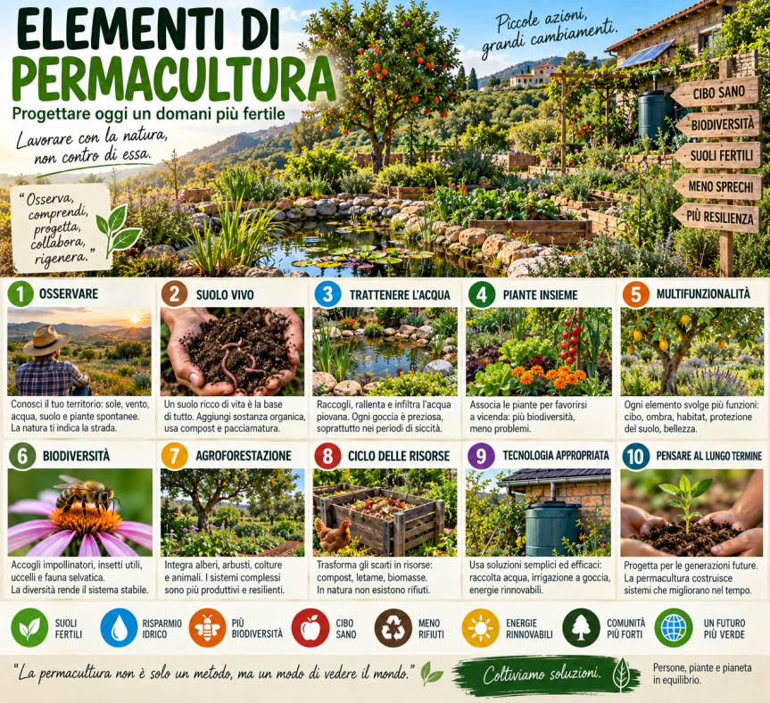 Elementi di permacultura: progettare giardini e orti che collaborano con la&nbsp;natura