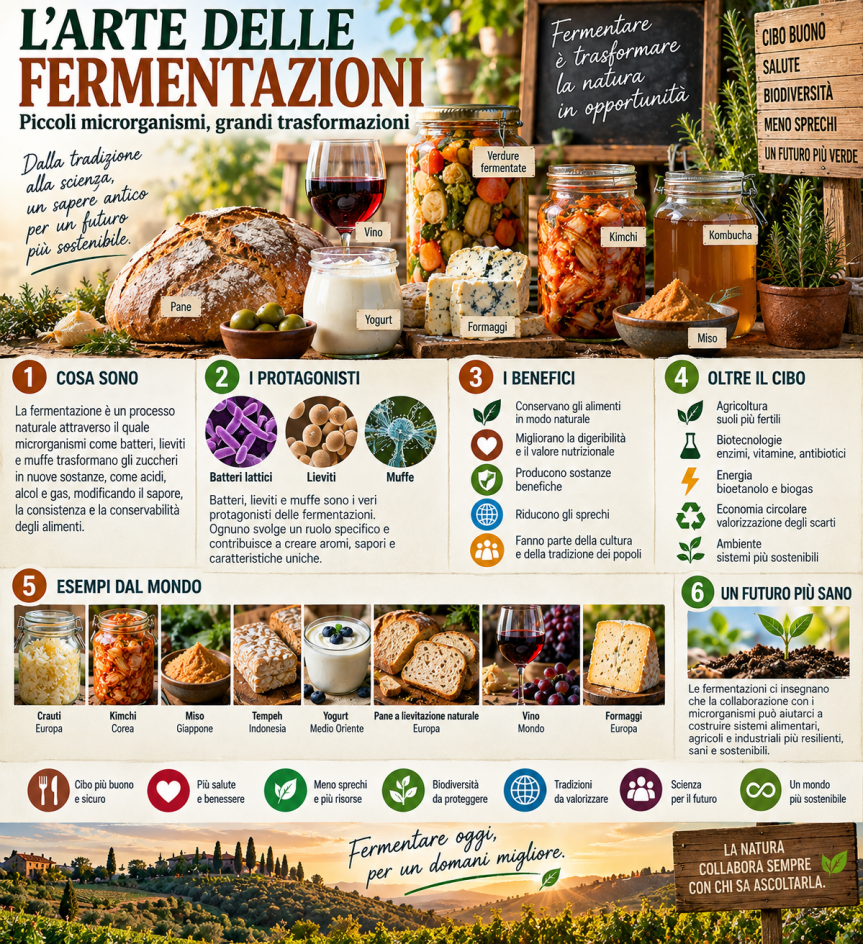 L’arte delle fermentazioni: come i microrganismi trasformano il cibo e migliorano la nostra&nbsp;vita